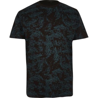 Black abstract print t-shirt